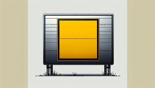 Quadratisches Verkehrsschild mit gelber Fläche und schwarzer Umrandung auf hellem Hintergrund