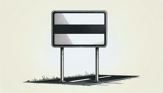 Technisches Verkehrsschild mit diagonalem schwarzen Streifen auf weissem Hintergrund reduziert und klar