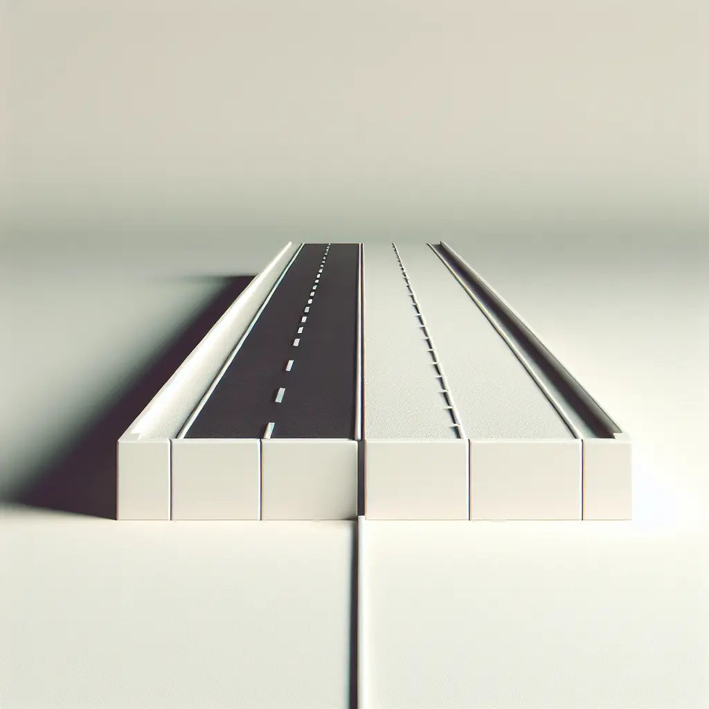 einbahnstrasse mit durchgezogener bordlinie rechts minimalistische technische zeichnung in schwarz auf weissem hintergrund