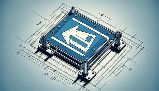 Technisches Verkehrswarnschild in Blau mit gelben Schrauben auf hellem Hintergrund zeichnung