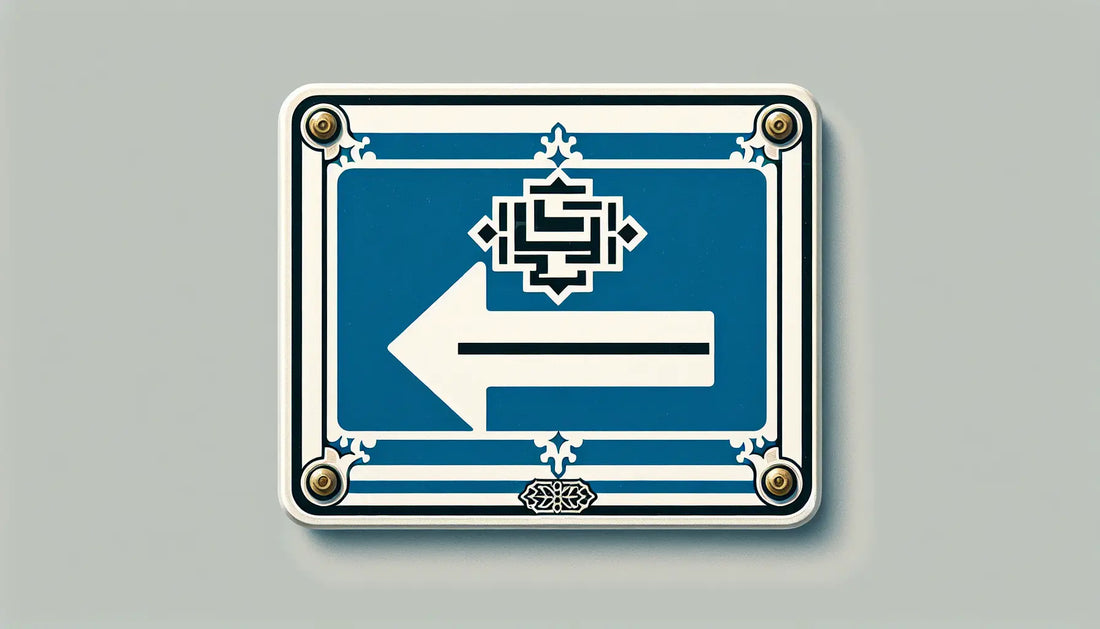 Technisches einbahnstraßenschild blau mit weissem pfeil und gelbem akzent als werkstattzeichnung