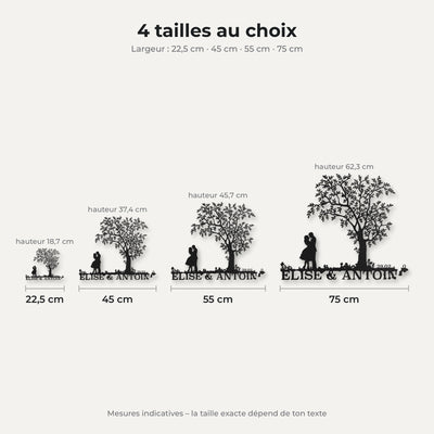 Couple devant un arbre – tailles disponibles avec dimensions – Steelmonks
