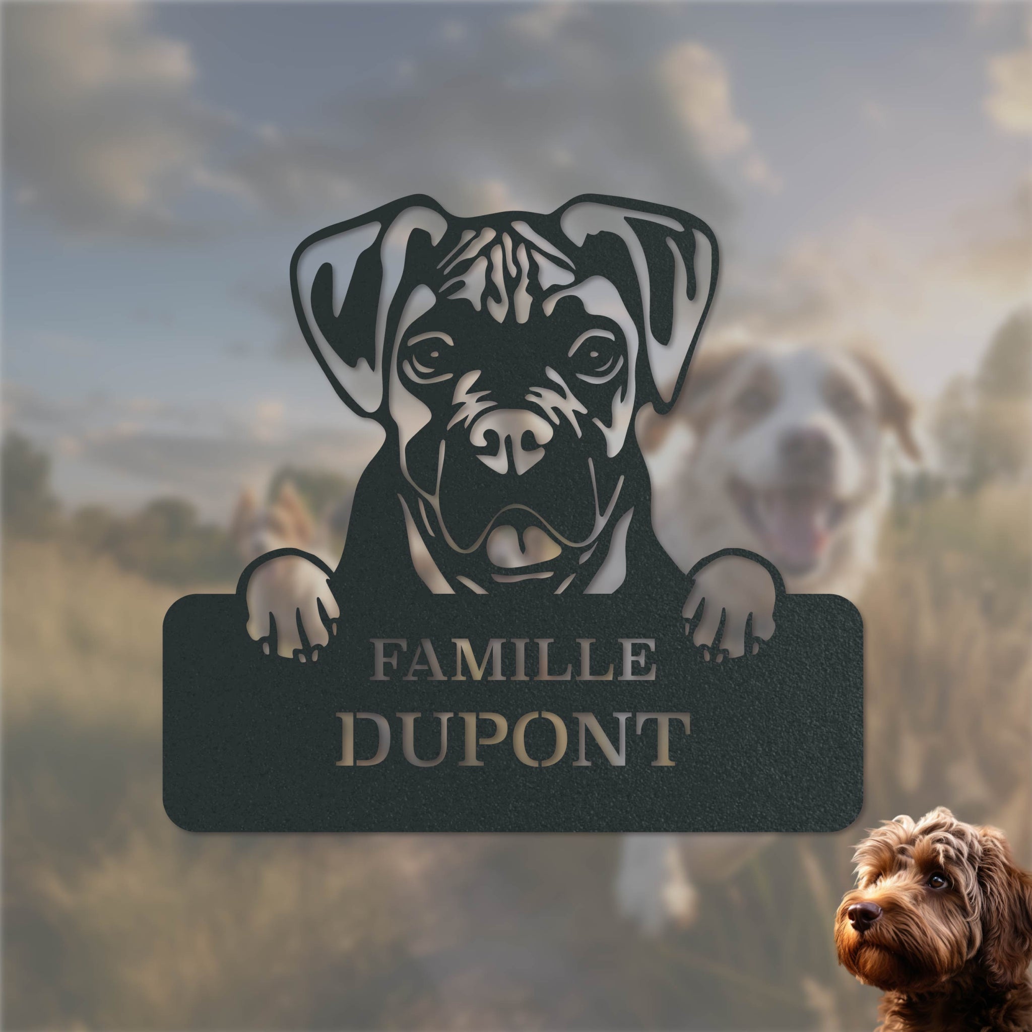 Chien sur la plaque