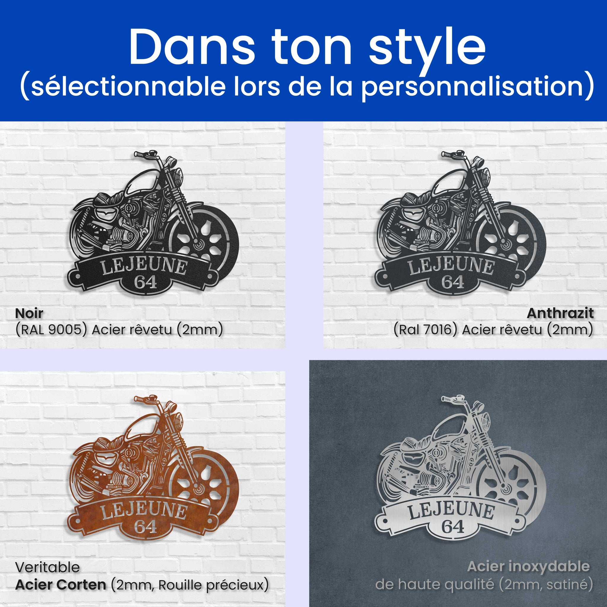 Moto avec nom et numéro