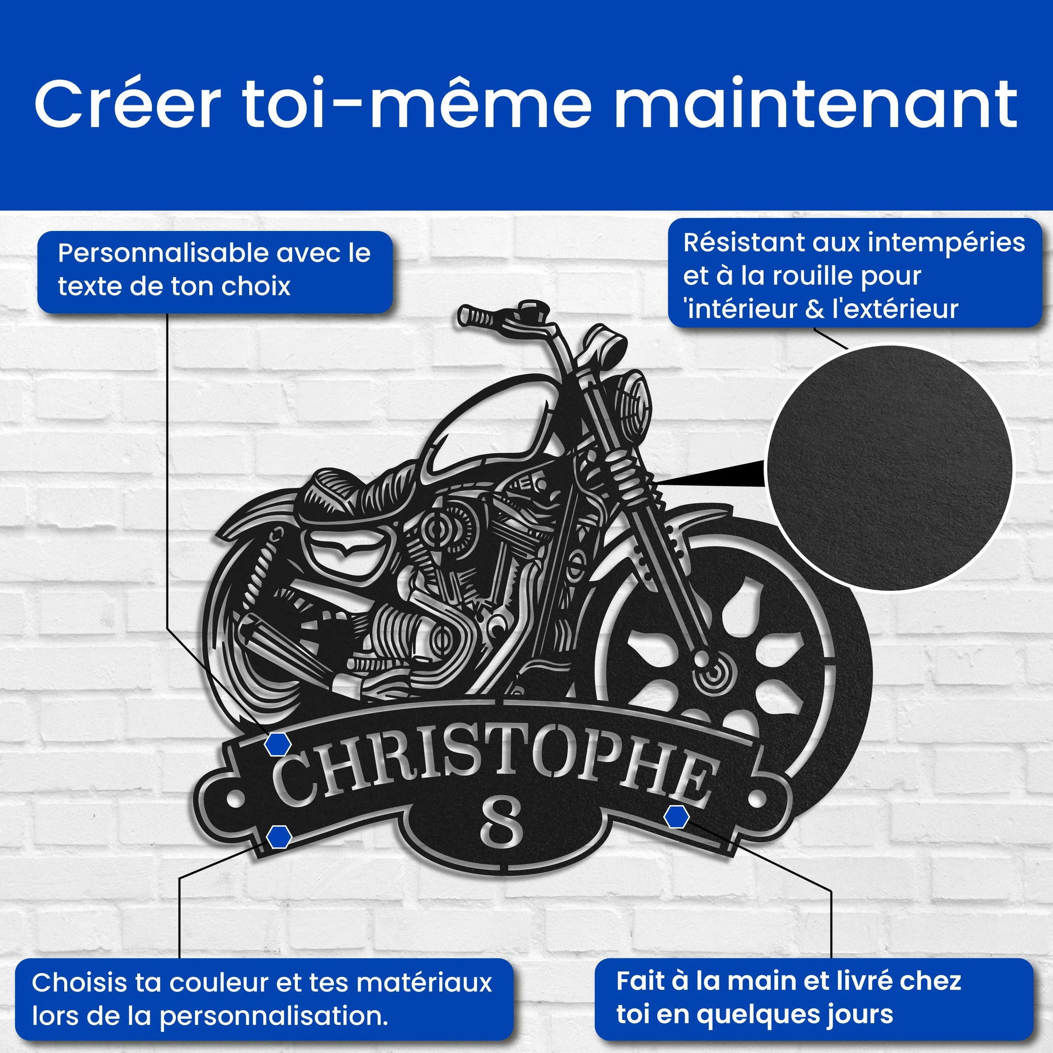 Moto avec nom et numéro