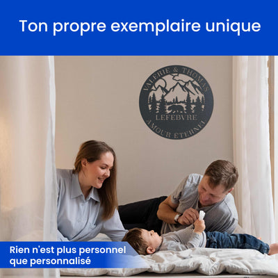 Plaque de famille avec montagnes