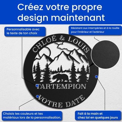 Plaque de famille avec montagnes