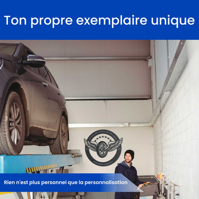 Plaque garage avec ailes