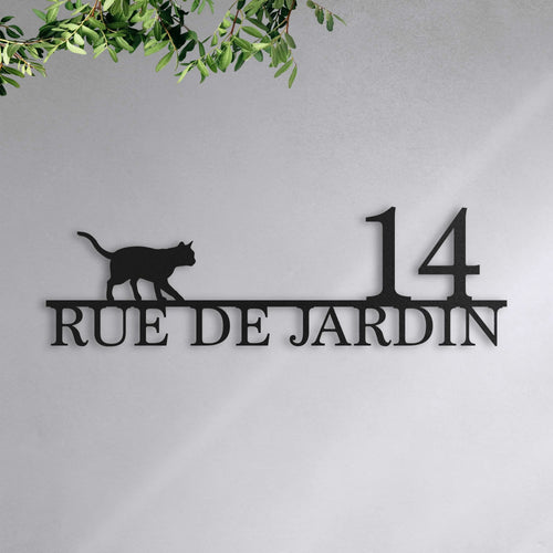 Plaque de rue avec chat