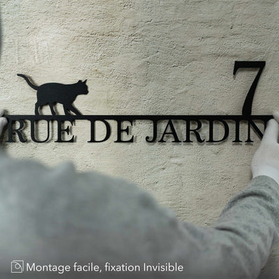 Plaque de rue avec Chat