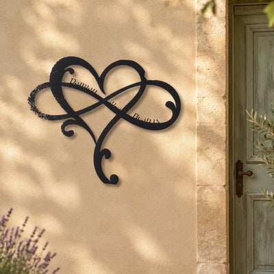 Cœur infini – plaque en acier personnalisée sur la façade de la maison – Steelmonks