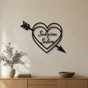 Double cœur – plaque en acier personnalisée au mur du salon – Steelmonks