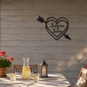 Double cœur – plaque en acier personnalisée sur la terrasse – Steelmonks