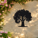 Grand arbre – plaque en acier personnalisée « M+P » sur un mur de jardin – Steelmonks