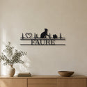 J'aime mon chat – plaque en acier personnalisée « Faure » au mur du salon – Steelmonks