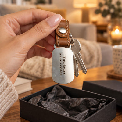 Note arrondie – porte-clés en acier gravé offert dans sa boîte cadeau – Steelmonks