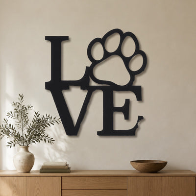 Pattes d'amour – plaque en acier personnalisée au mur du salon – Steelmonks