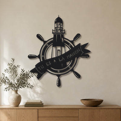 Phare – plaque en acier personnalisée au mur du salon – Steelmonks
