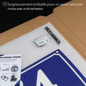 Plaque de maison style émaillé bleu, emballage soigné pour l'expédition · Steelmonks