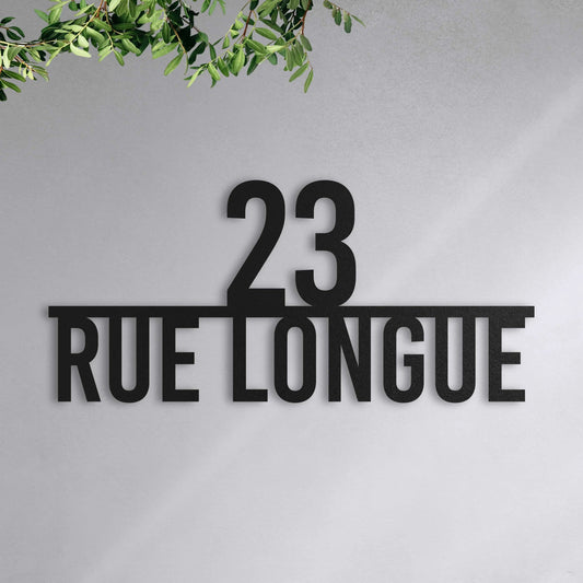 Plaque de rue personnalisée – design Centrée moderne, acier découpé au laser · Steelmonks