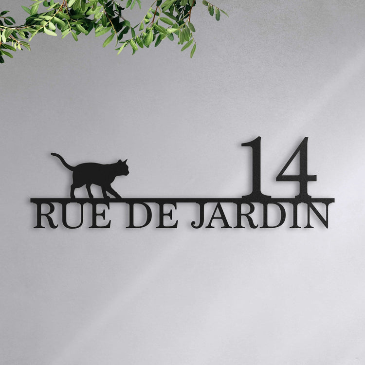 Plaque de rue avec chat
