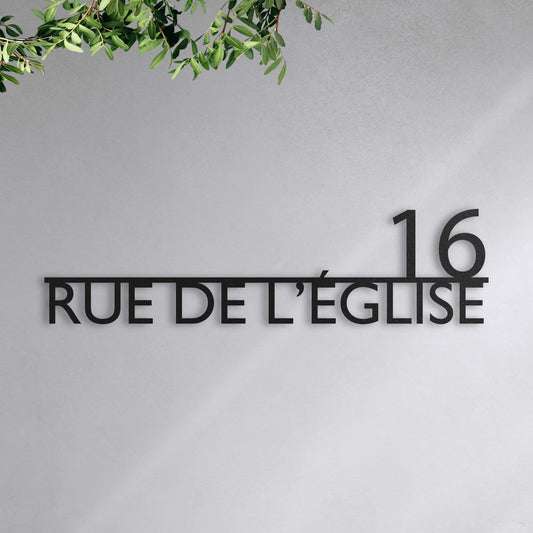 Plaque de rue personnalisée – design Moderne, acier découpé au laser · Steelmonks