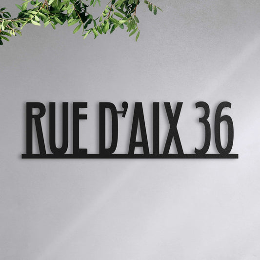 Plaque de rue personnalisée – design Numéro, acier découpé au laser · Steelmonks