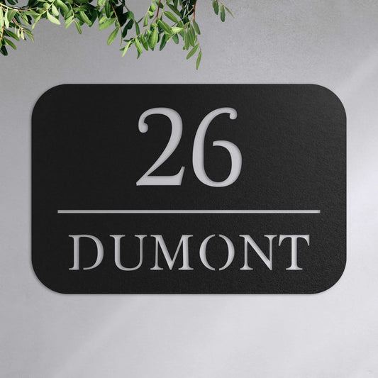 Plaque numéro et nom personnalisée – design Ligne, acier découpé au laser · Steelmonks