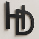 Monogramme personnalisé en métal – design 2 lettres modernes, détail de la découpe laser · Steelmonks