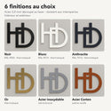 Monogramme personnalisé en métal – design 2 lettres modernes, 6 finitions : noir, blanc, anthracite, or, inox, Corten · Steelmonks