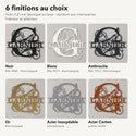 Monogramme personnalisé en métal – design Courbé, 6 finitions : noir, blanc, anthracite, or, inox, Corten · Steelmonks