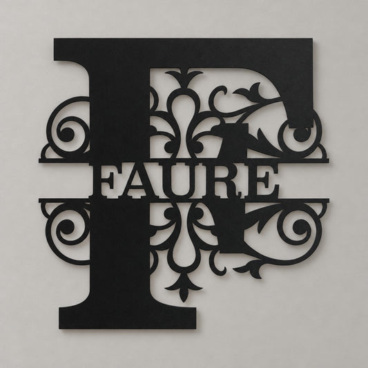 Monogramme personnalisé en métal – design Fleur pleine, acier découpé au laser · Steelmonks