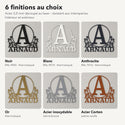Monogramme personnalisé en métal – design Moderne, 6 finitions : noir, blanc, anthracite, or, inox, Corten · Steelmonks