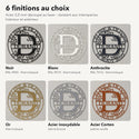 Monogramme personnalisé en métal – design Ivy, 6 finitions : noir, blanc, anthracite, or, inox, Corten · Steelmonks