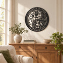 Monogramme personnalisé en métal pour le jardin – design Rose dans un salon lumineux · Steelmonks
