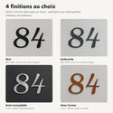 Numéro de maison personnalisé – design Courbé, 4 finitions : noir, anthracite, inox, Corten · Steelmonks