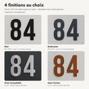 Numéro de maison personnalisé – design Osé, 4 finitions : noir, anthracite, inox, Corten · Steelmonks