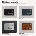 Plaque numéro et nom personnalisée – design Moderne, 4 finitions : noir, anthracite, inox, Corten · Steelmonks