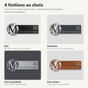 Plaque de rue avec monogramme personnalisée, 4 finitions : noir, anthracite, inox, Corten · Steelmonks