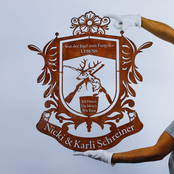 Blason de chasse en acier Corten