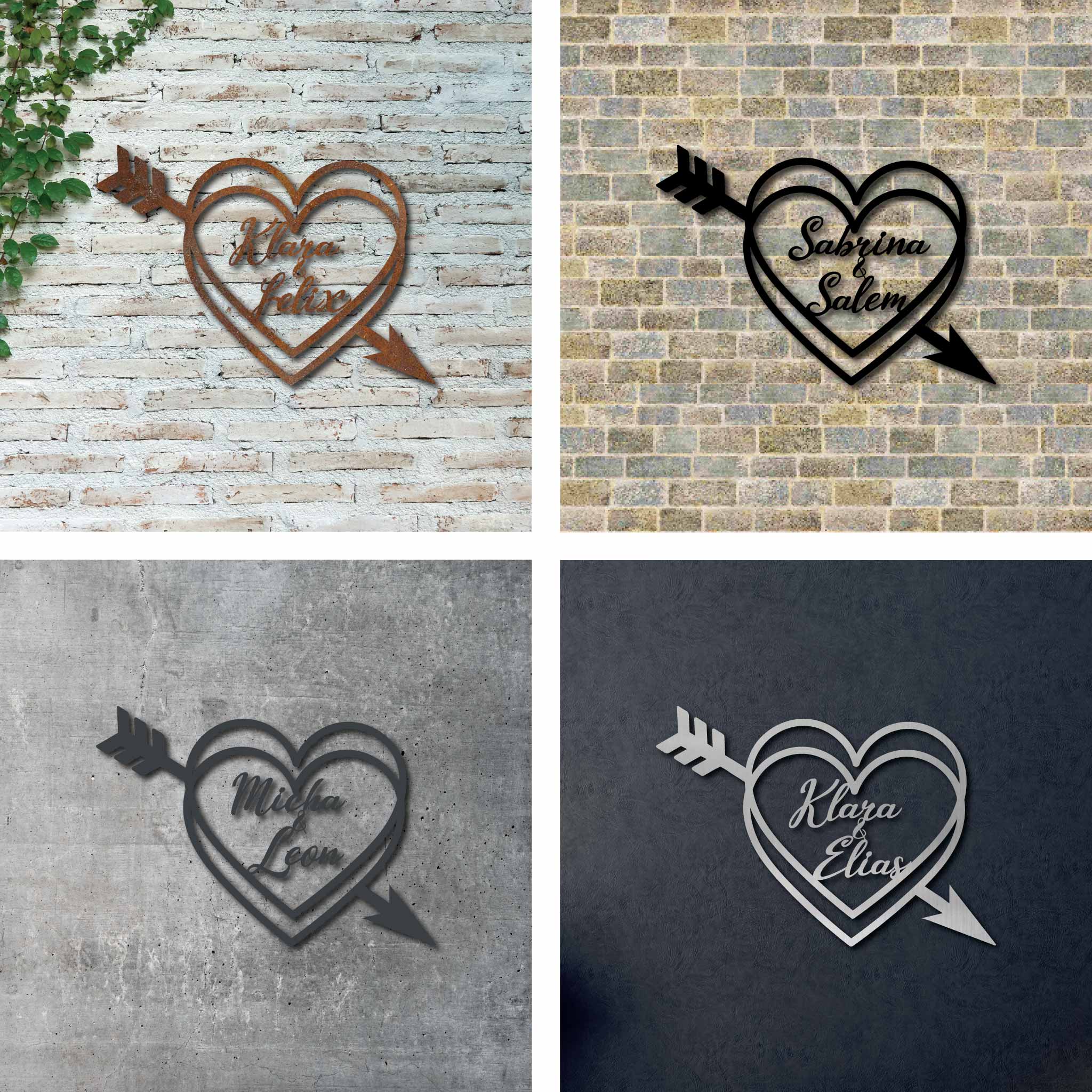 Plaque métallique Steelmonks, double cœur. Plaque murale à motif disponible en plusieurs tailles et couleurs.