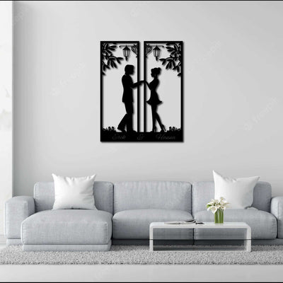 Plaque métallique Steelmonks, petit couple inséparable. Plaque murale à motif disponible en différentes tailles et couleurs.