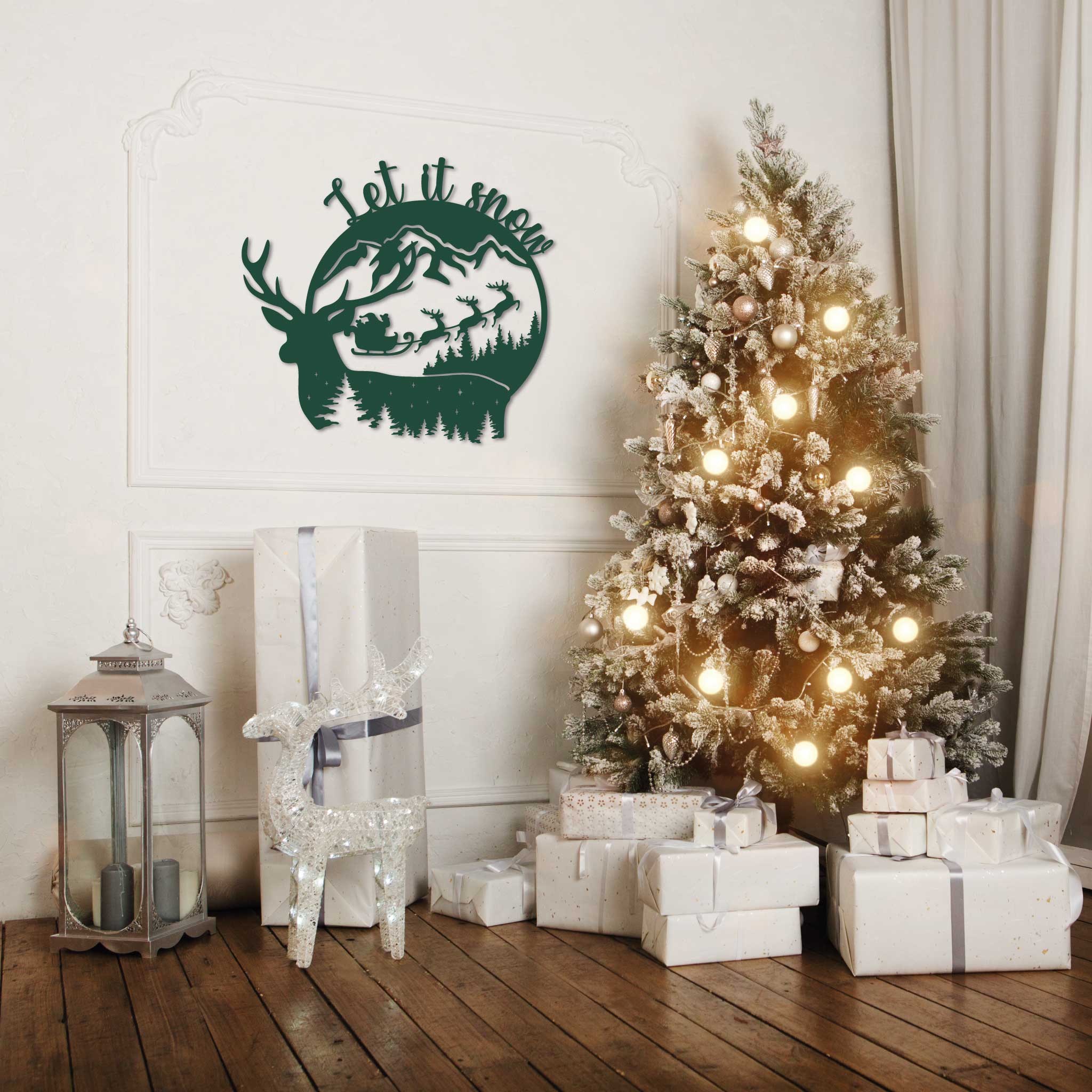Plaque métallique Steelmonks,Let it snow. Plaque de Noël Décoration murale disponible en plusieurs tailles et couleurs.