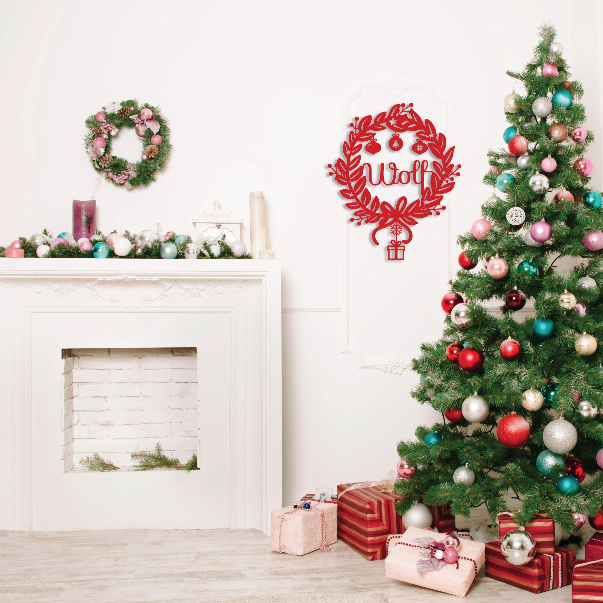 Plaque métallique Steelmonks, couronne de Noël - Personnalisé. Plaque de Noël Décoration murale disponible en plusieurs tailles et couleurs.